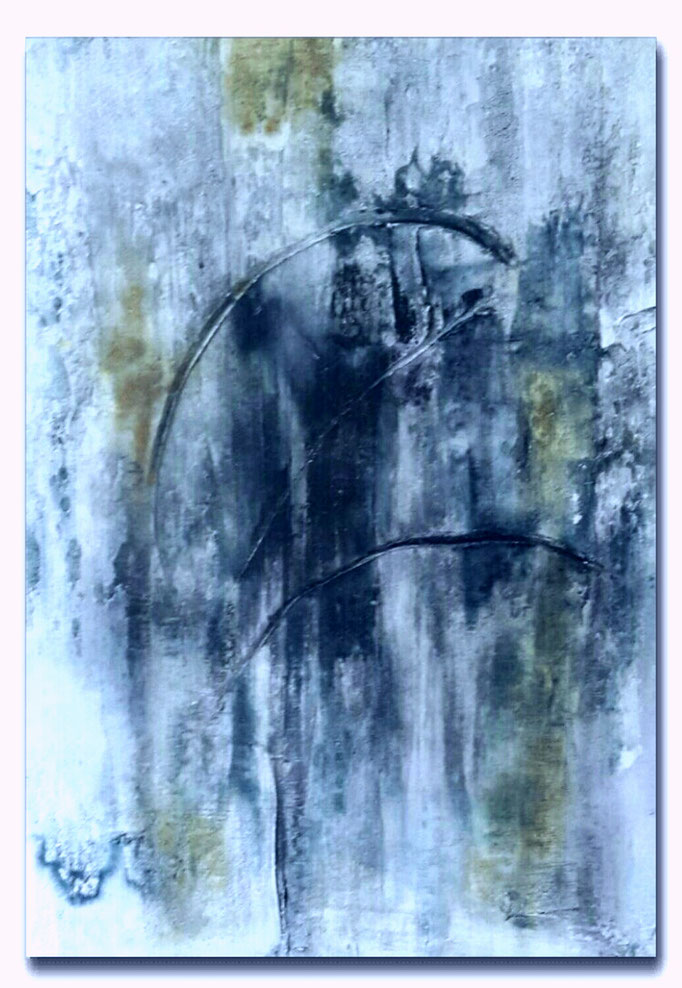 Steinzeichen, Leinwand, Sumpfkalk, Pigment und Wachs, 100x70