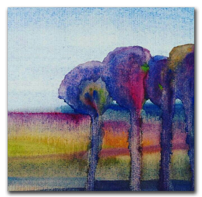 Heide, Aquarell,30x30 im Objektrahmen 50x50
