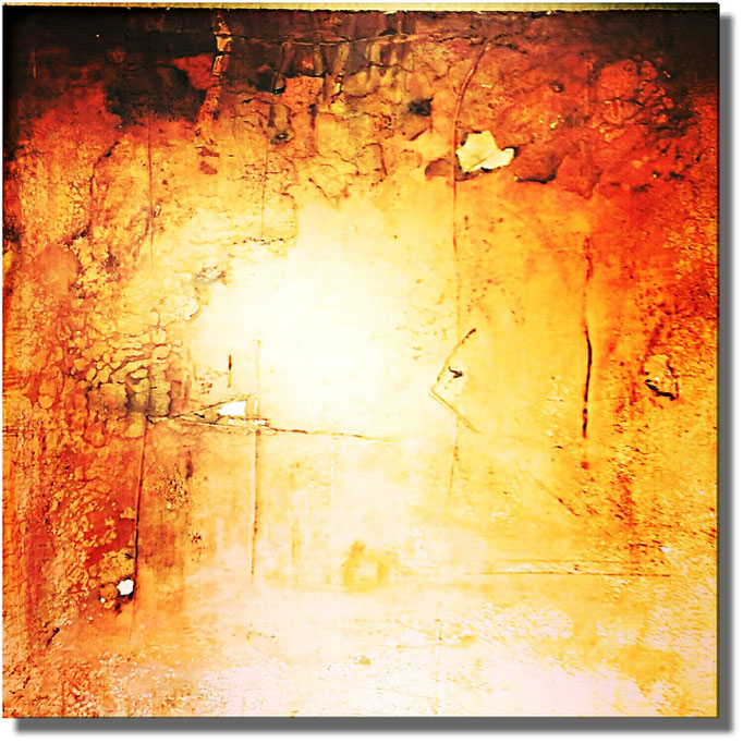 Sumpfkalk, Pigment und Wachs auf Holzgrund 70x70