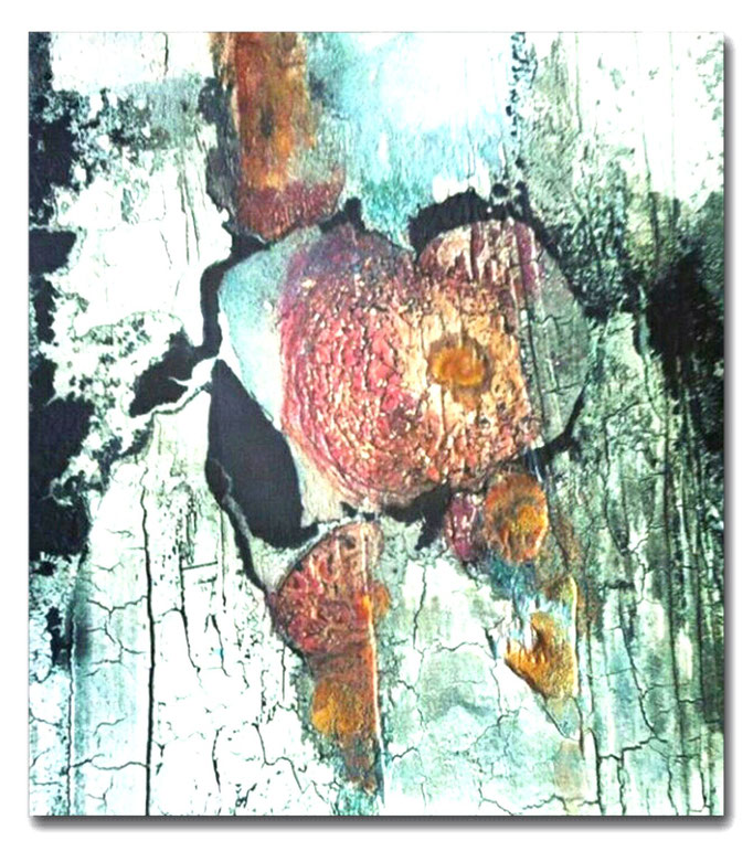 Rose, Leinwand, Marmormehl, Pigment, Kohle, 50x50