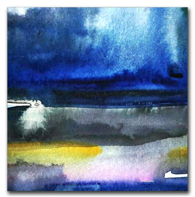 Nordsee, Aquarell, 15x15 im Objektrahmen 25x25