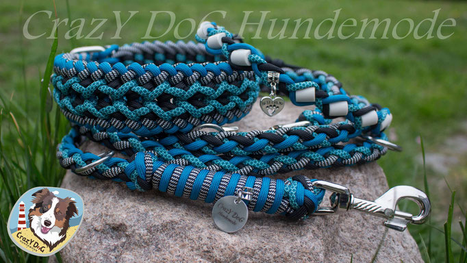 Halsband "Ocean" + EM Keramik Band + Führleine "Charlie"