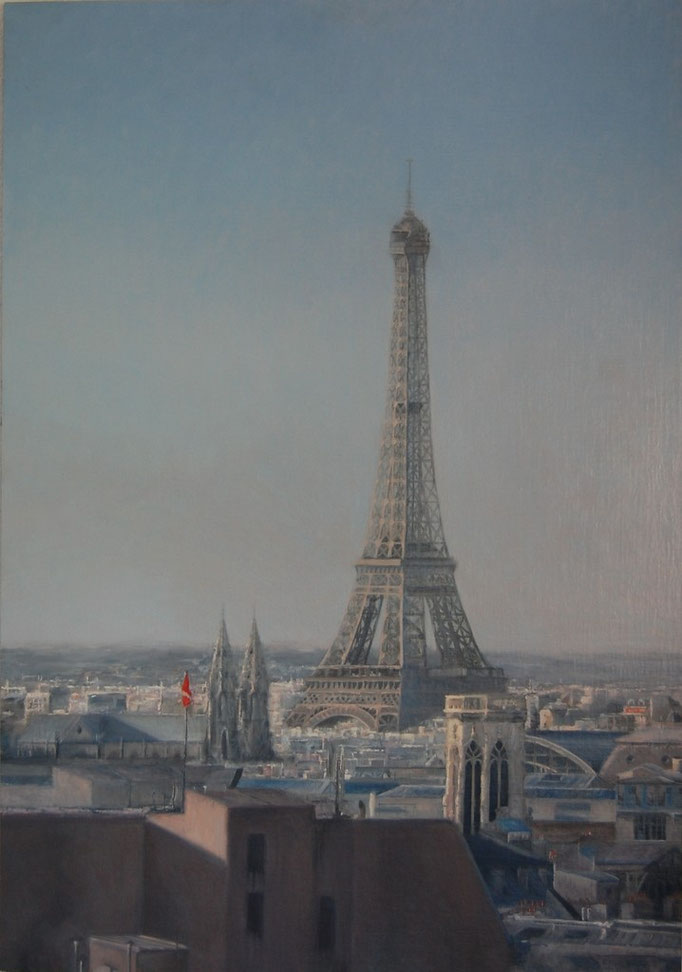 Paris, Oil on canvas mounted on panel, 39 x 27 inches.