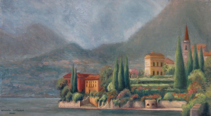 En Verenna, Italia, Oleo sobre lienzo encolado a tabla. Medidas: 24 x 44 cm.