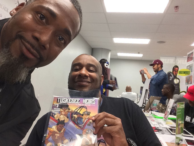 James with Greg Burnham, the writer and co-creator of the Tuskegee Heirs comic book series!