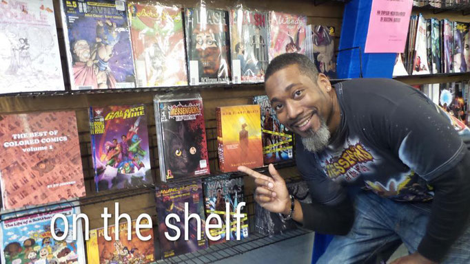 Look ma!  Our books are on the shelf at Amalgam Comics & Coffeehouse!