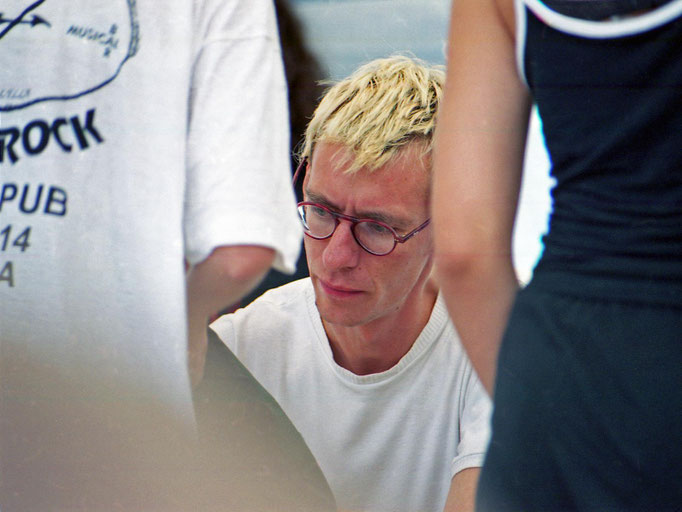 1997 Flake (Rammstein) during a signing session in Cologne in 1997.  Scan from analogue film.