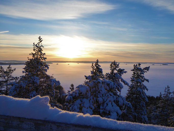 Winterpanorama Päijänne See Finnland