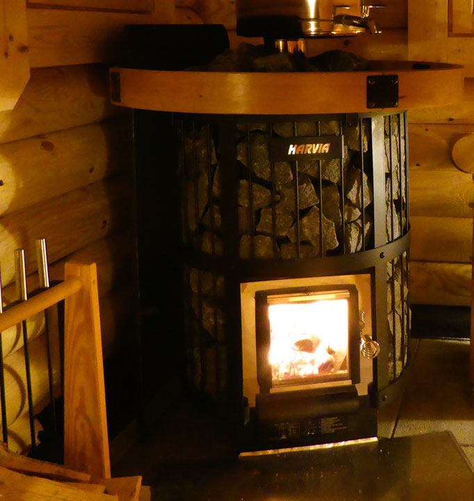 Outdoor sauna.  Big "kiuas", stove. 200 kg of stones 
