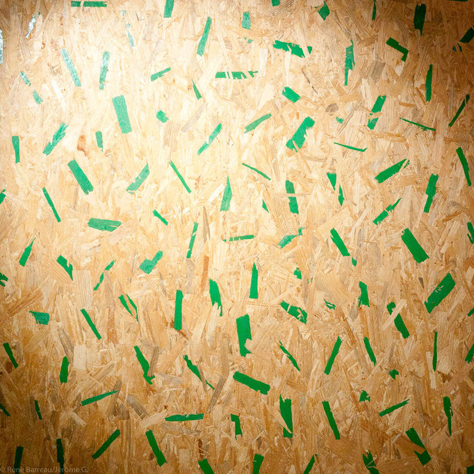 arbre pressé - 1991 - 100x100 - peinture acrylique verte sur O.S.B.