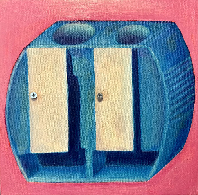 Making a Point   Oil and screws on canvas 25cm x 25cm 