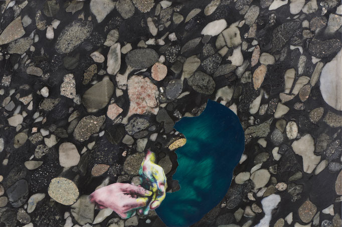 Winterschlaf im Steinhagel 1 - huile et acrylique sur marinace nero - 40 x 60 cm, août 2015, n° 17/2105