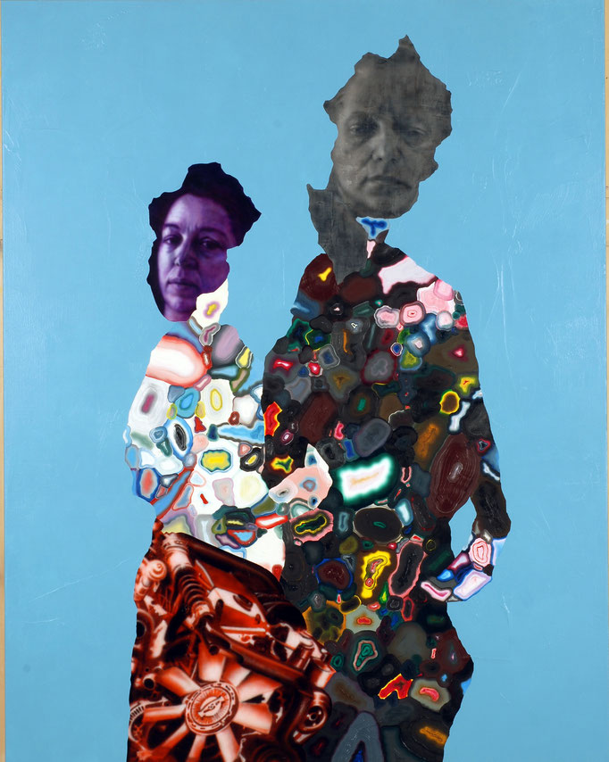 Double portrait avec Pauline (bleu) - acryl et huile sur toile - 178 x 139 cm - n° 1/2006