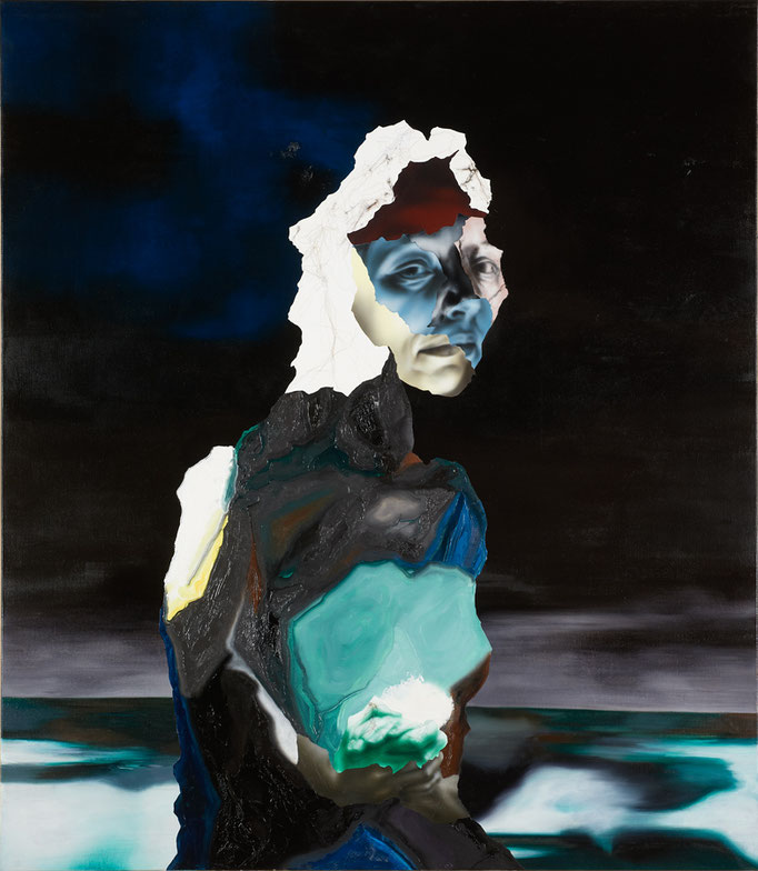 Portrait mélodramatique (Pauline) - huile, acryl et cheveux sur toile - 117 x 102 cm - n° 12/2010