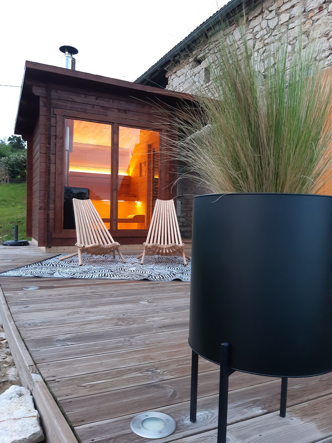 Terrasse et sauna avec vue du Loft