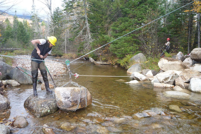 The fourth stepping stone is pulled into the river