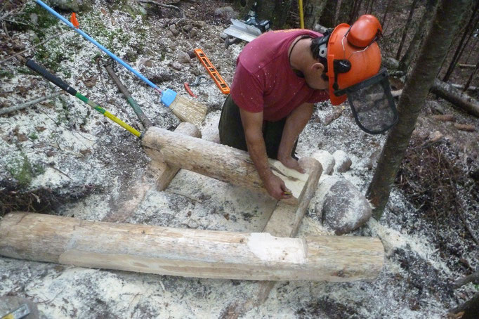 Scribing and notching a timber step