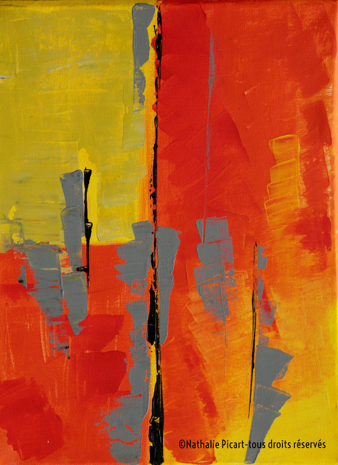 #29 Abstrait orangé, 30x40, Toile sur châssis