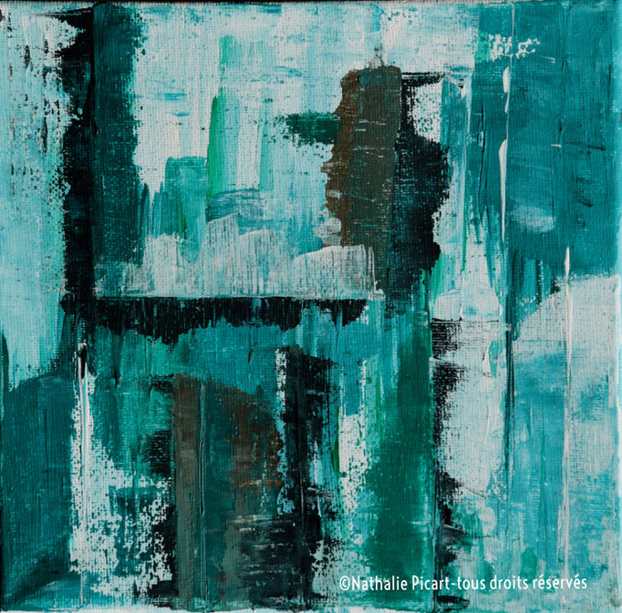 #37 Abstrait bleu, 20x20, Toile sur châssis