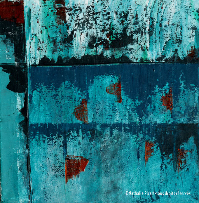 #36 Abstrait bleu 1, 20x20, Toile sur châssis
