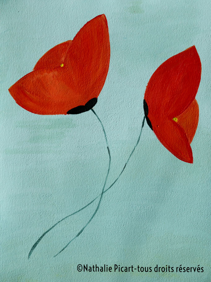 #12 Fleurs croisées, 24x32, Papier Canson