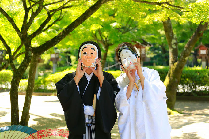 山梨和装前撮り撮影　武田神社　春夏秋冬　白無垢　紋付袴