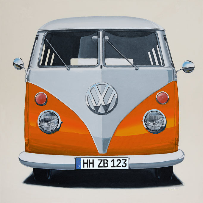 VW Bus orange Leinwanddruck