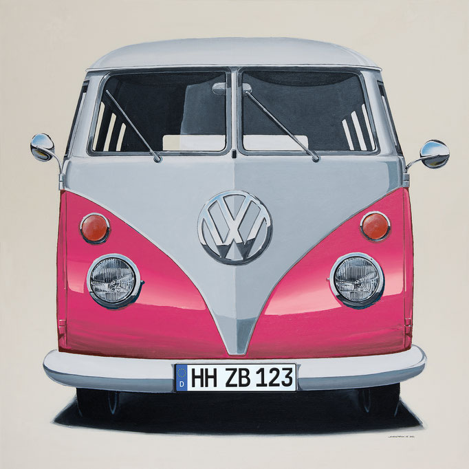 VW Bus pink Leinwanddruck