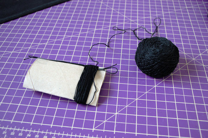 How to make a Back Patch Wall Hanging - make a tassel step 1 - Zebraspider Eco Anti-Fashion