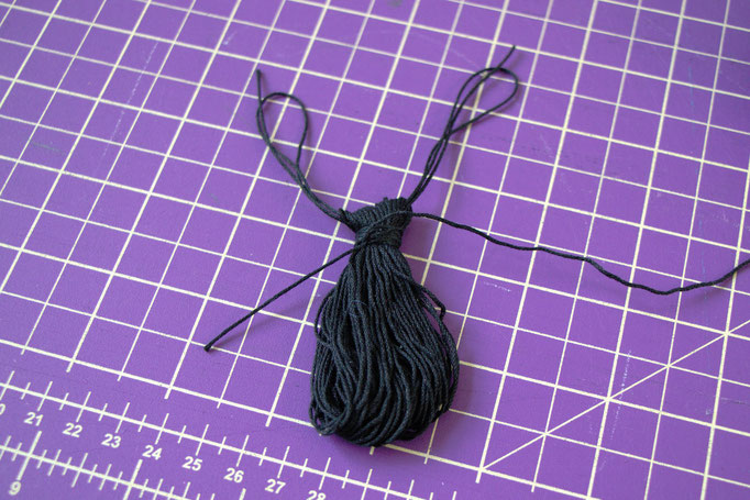 How to make a Back Patch Wall Hanging - make a tassel step 2 - Zebraspider Eco Anti-Fashion