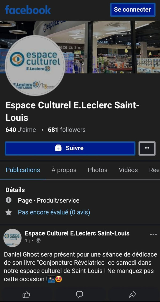 Daniel Ghost sur le Facebook Espace Culturel Saint-Louis 2023