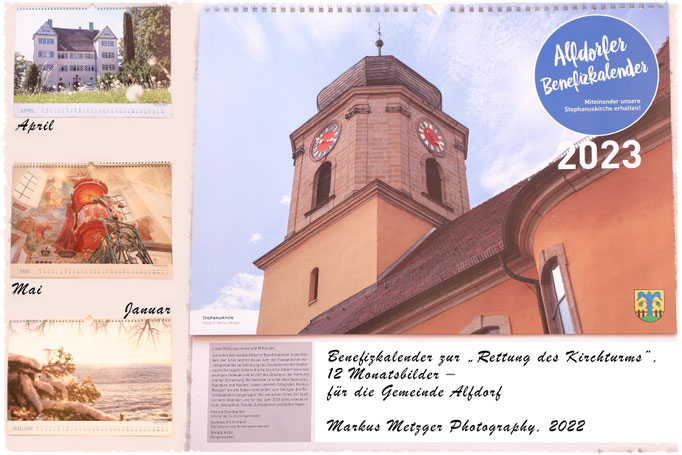 kalender fotos, benefizkalender alfdorf, https://www.markus1.de, markus, metzger, fotograf, rems murr kreis, monatsfotos mit kirche, kirchturm und jahreszeiten, kalender alfdorf 2023
