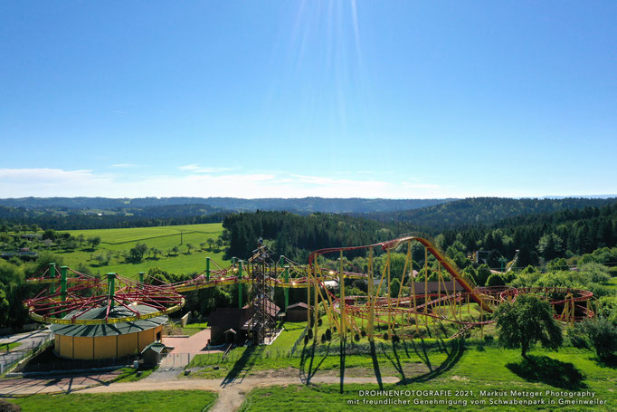 Drohnenfoto vom Schwabenpark bei Gmeinweiler im Welzheimer Wald, Drohnenbild, 2021, Welzheim, Kaisersbach, von Fotograf Markus Metzger im Rems-Murr-Kreis mit Drohen Lizenz gemacht, www.markus1.de, Drohenführerschein vorhanden