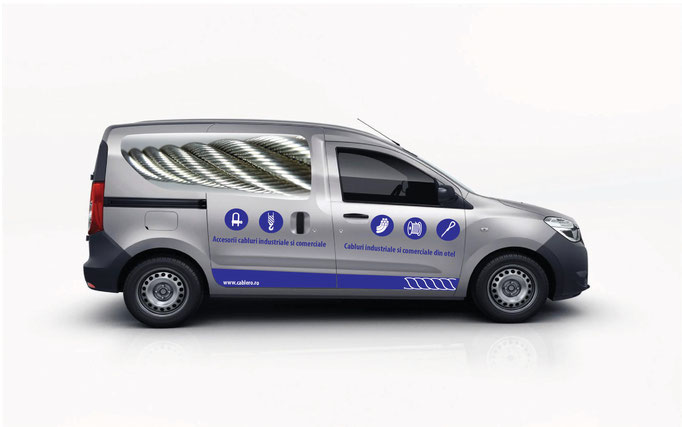 Car wrapping/branding concept for cable steel wire rope manufacturer (lefthand side view)-Cablero.ro