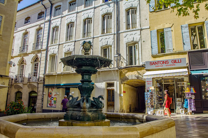 Der Brunnen steht vor der Kirche  Notre-Dame-de-Romigier