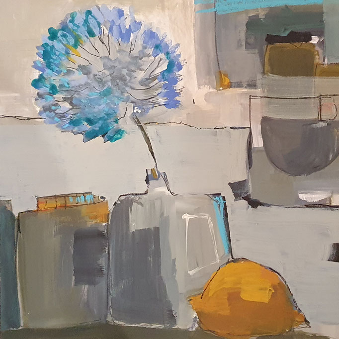 40 x 40 cm auf Malplatte, gerahmt
