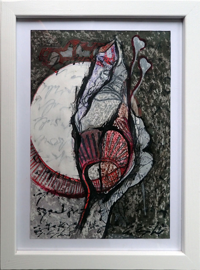 "Schichtungen" Nr. 6, Mischtechnik auf Papier (15x21) 2017