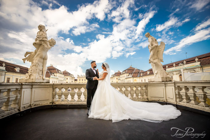 Hochzeitsfotografie im Schloss Ludwigsburg Terrasse