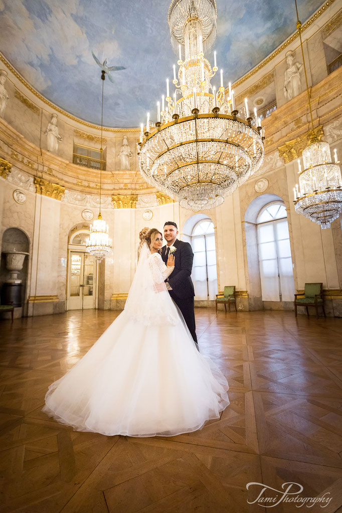 Heiraten im Schloss Ludwigsburg,  Fotoshooting, Marmorsaal