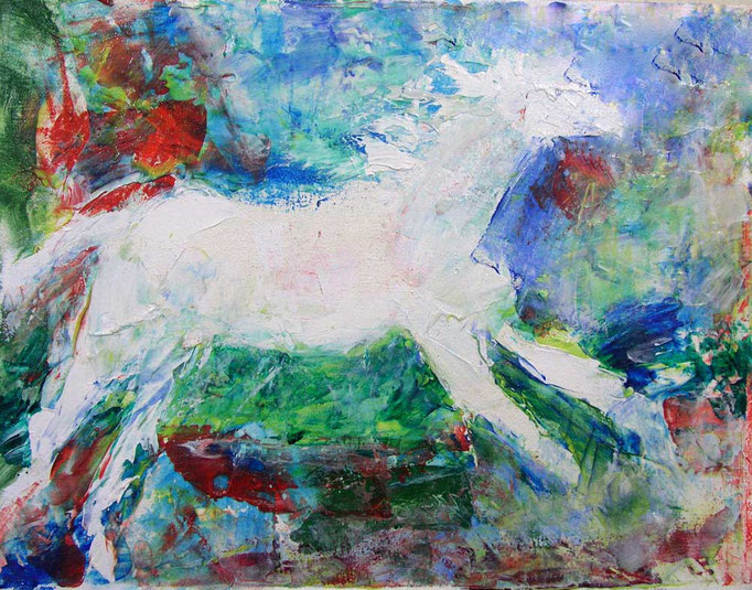 1990-2 ; White Horse - 14"x18"