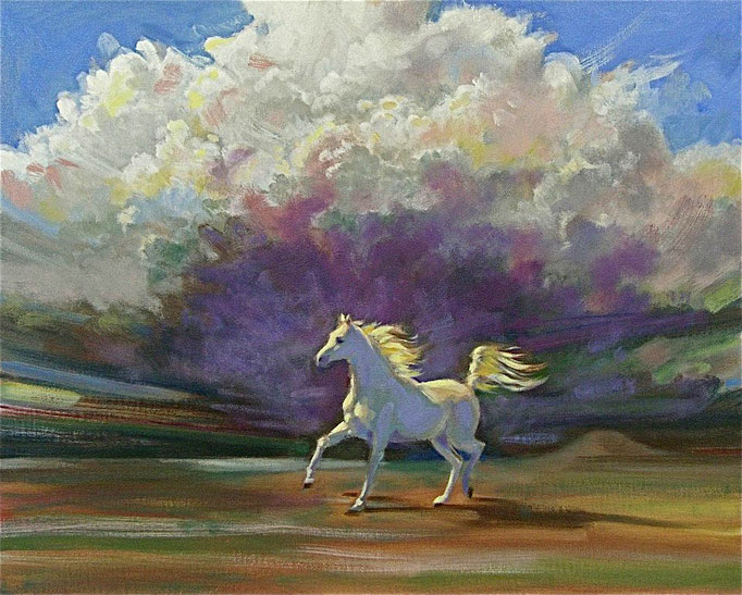 2013 ; White Horse - Oil - 24"x30"- Courtesy of Michael and Linda Goldman