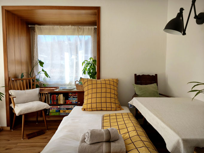 Optional, cosy fold-out bed in the living room.