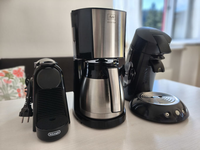 Kaffeemaschinen von links:  Kapsel - Filter - Tab.