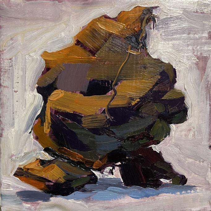 Tiny Tim, 4” x 4”, oil on canvas, $150
