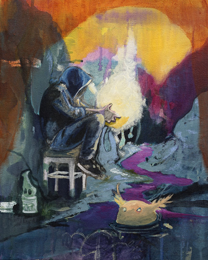 Philipp Kummer | giant in outer space | 2024 | Acryl auf Leinwand | 50x40cm