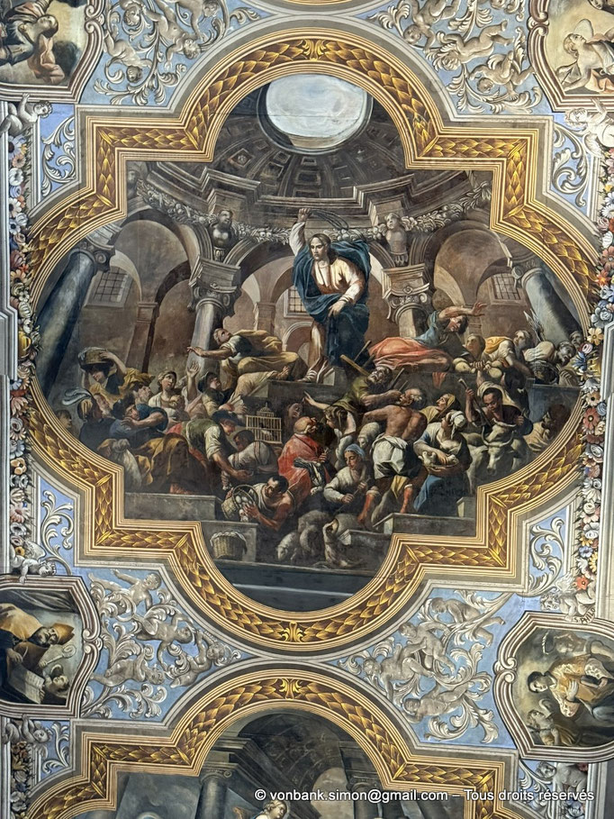 Ostuni - Duomo : Jésus chassant les marchands du Temple (scène centrale du plafond de la nef (XVIII°))