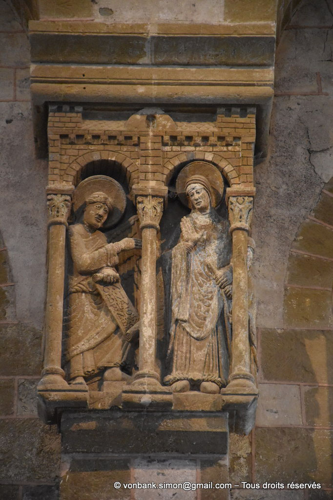 [NU923-2022-4327] 12 - Conques - Eglise abbatiale Sainte-Foy : Groupe de l'Annonciation (mur du transept Nord)