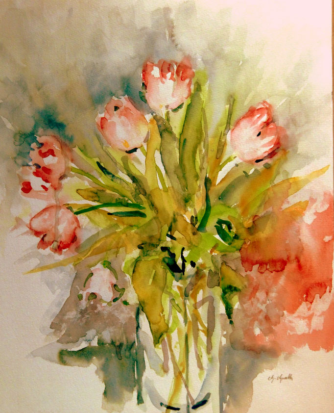 Tulips, Original Aquarell, Bildmaße 44x36 cm, Verkaufspreis 168 €