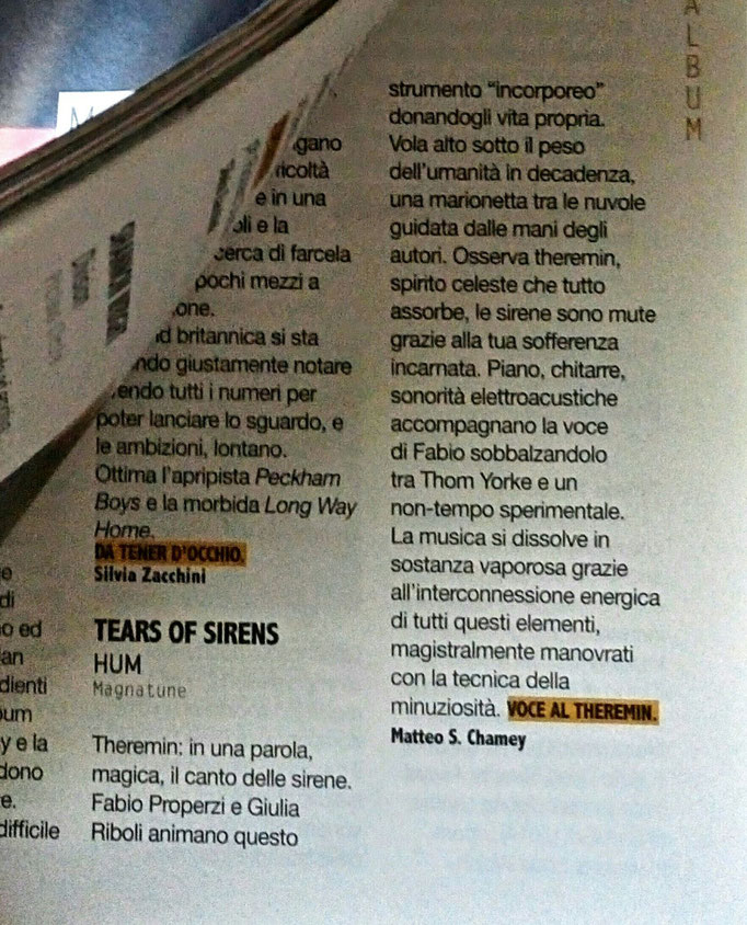 "HUM" on Music Magazine "Rockerilla"