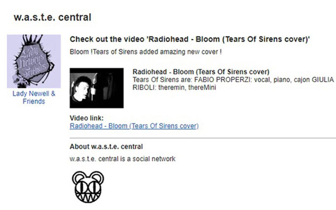 Tears of Sirens on the official website of Radiohead 